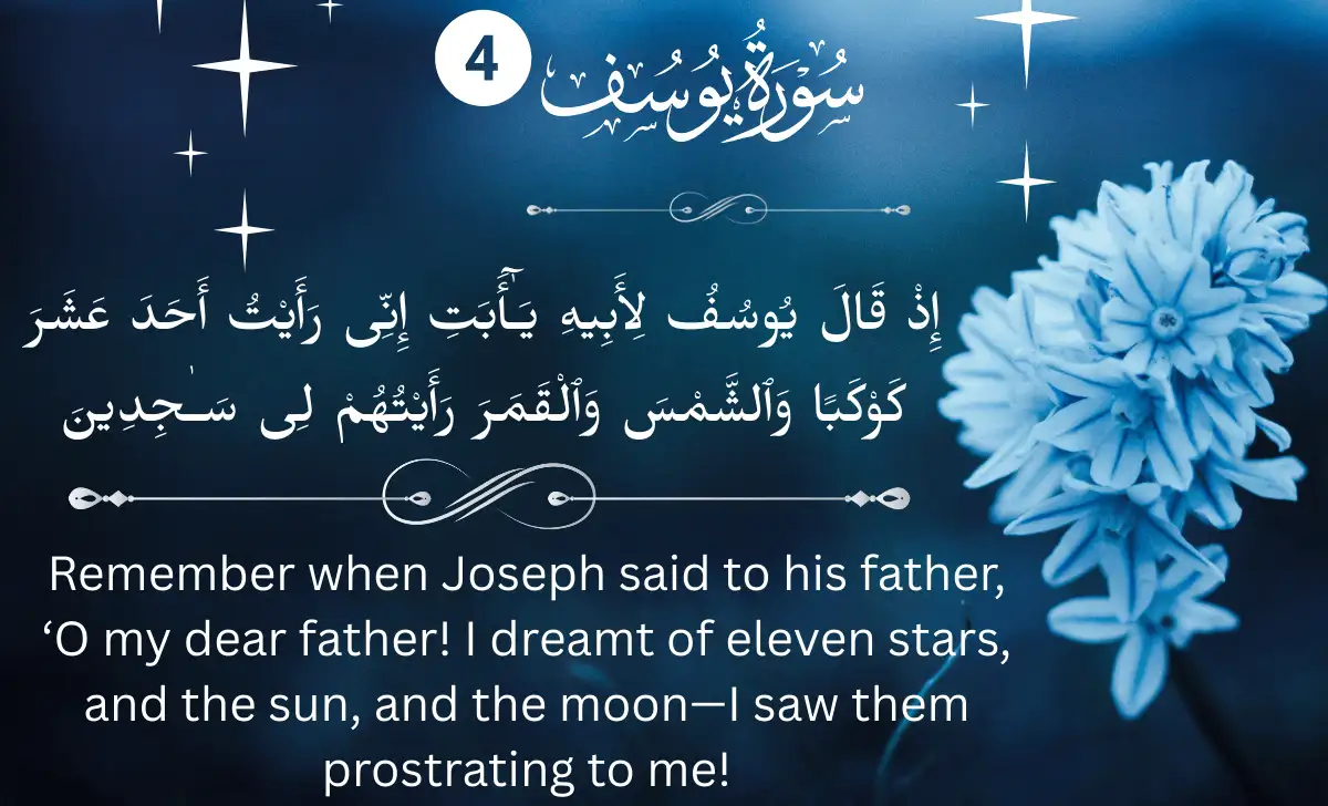 Surah Yusuf ayat 4 Arabic text with English and Urdu translation